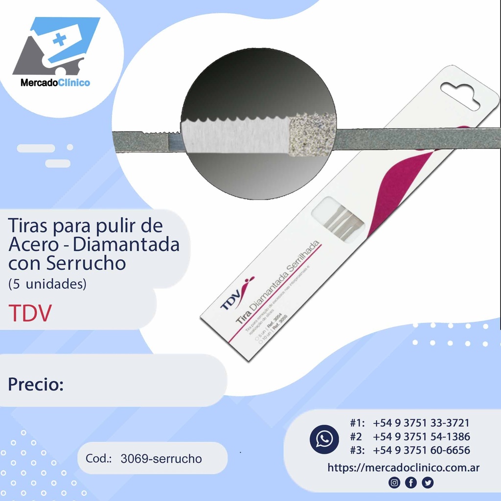 Tiras diamantadas metalicas con serrucho - p/ Slices - 5 unidades - TDV