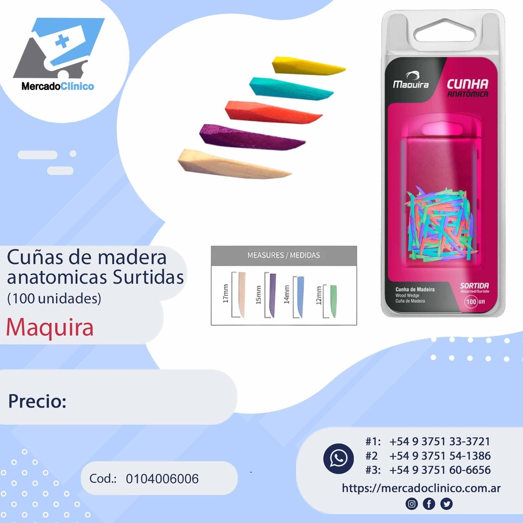 Cuñas de madera - Anatómicas - Surtidas - Maquira