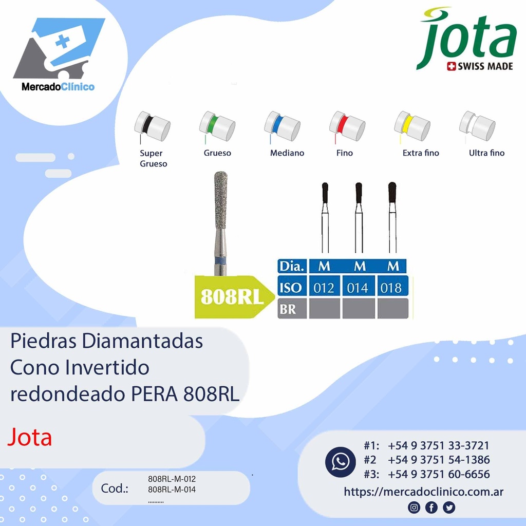 Piedras diamantadas- Cono Invertido redondeado 808RL - x unidad- Jota