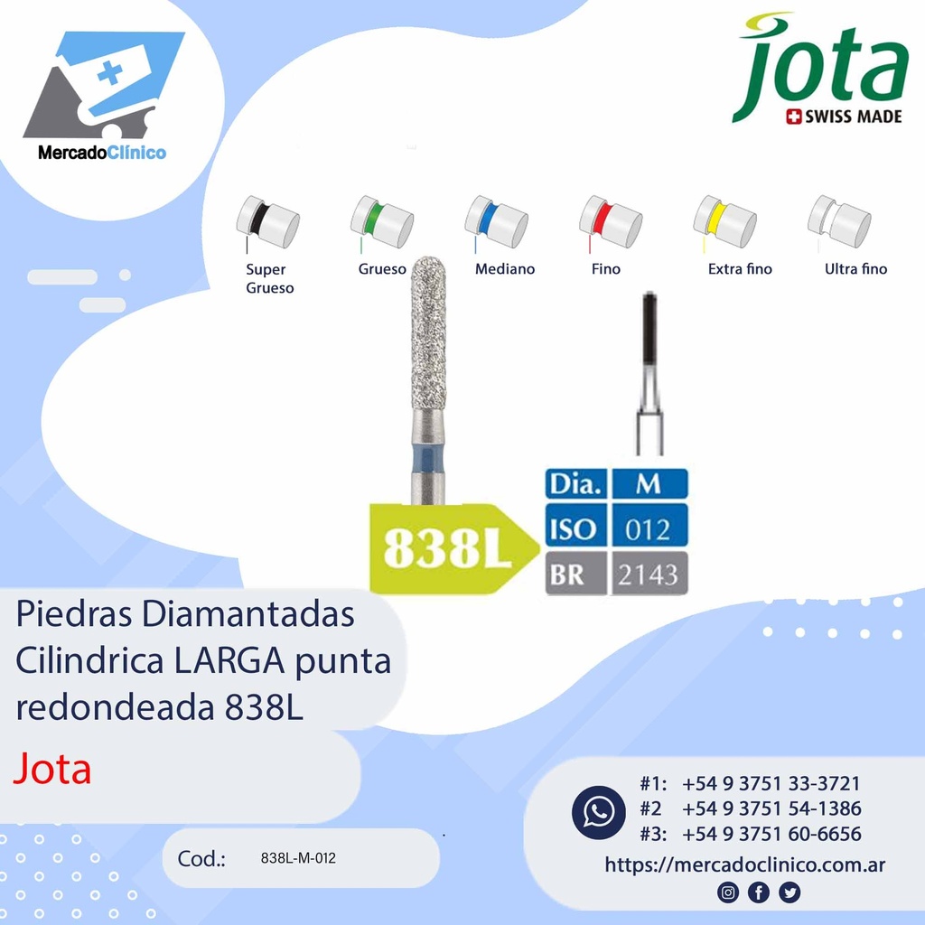 Piedras diamantadas- cilíndrica  BORDE redondeado 842 - x unidad - Jota