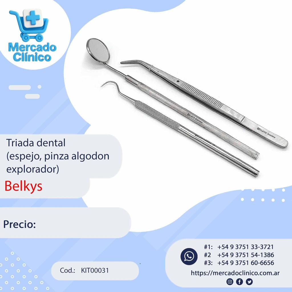 Triada Inoxidable - kit diagnostico dental 3 en 1 - BELKYS