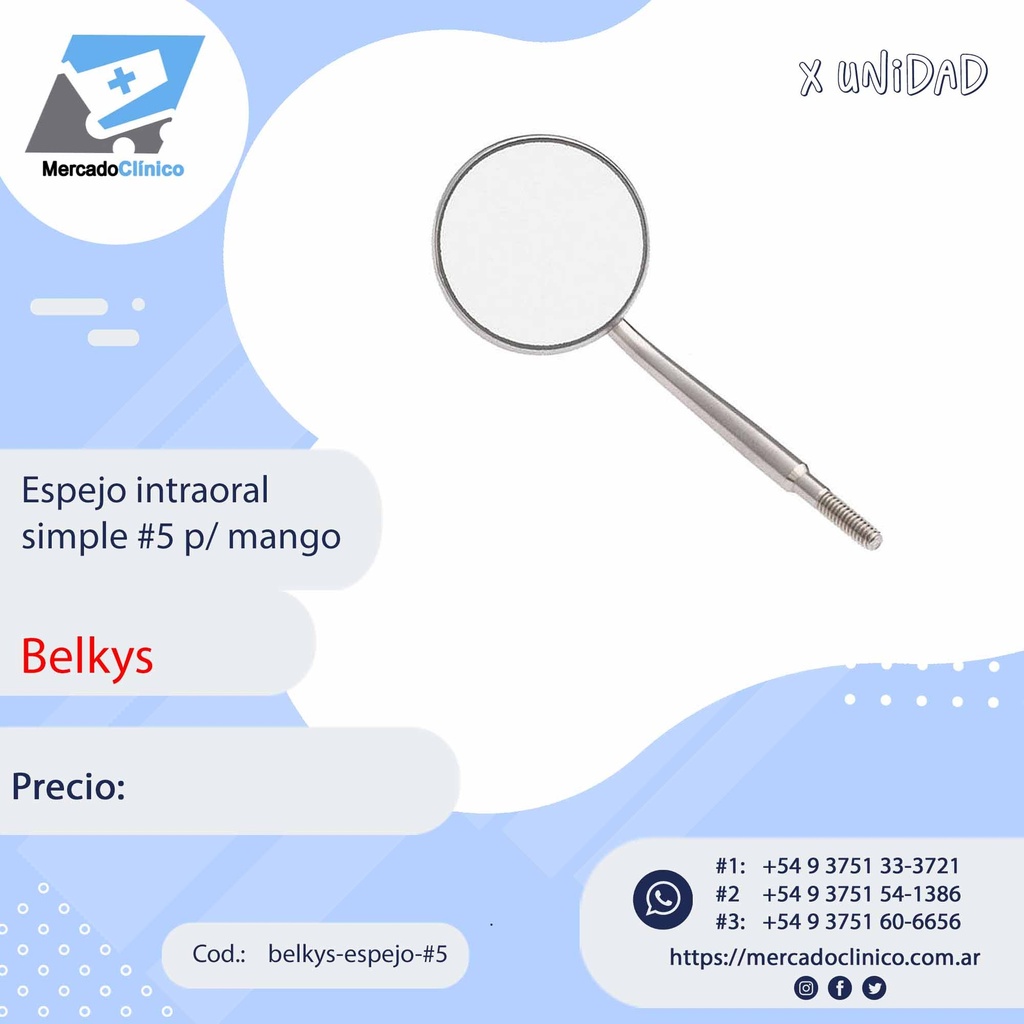 Espejo intraoral simple #5 para mango - Belkys