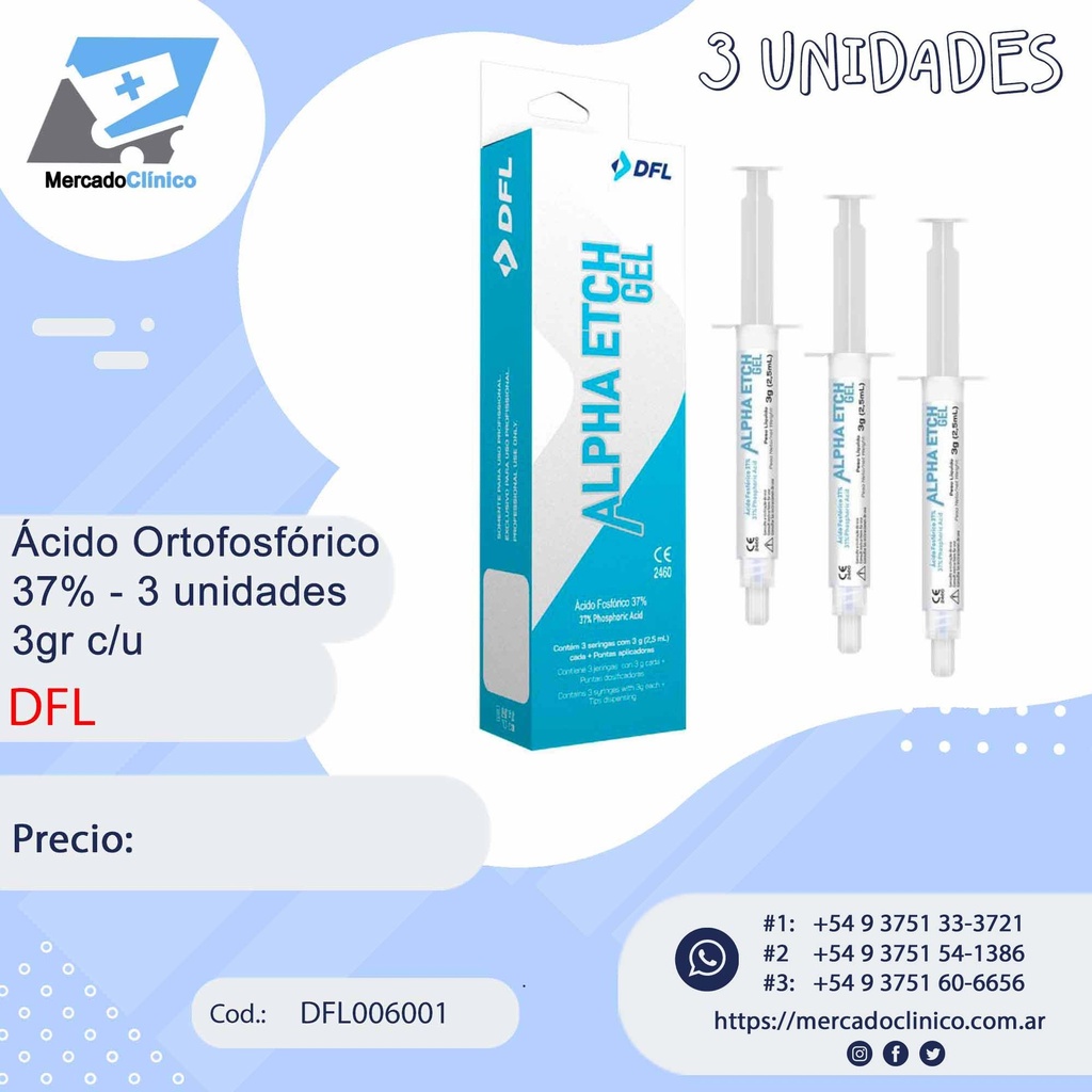 Ácido Ortofosforico 37% - 3 un - 3gr c/u - DFL