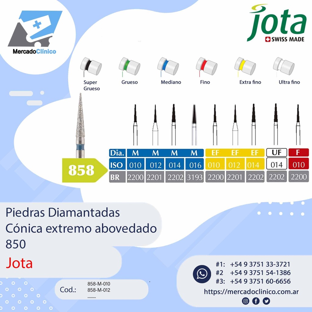 Piedras diamantadas- Cónica PUNTIAGUDA DELGADA  858 - x unidad - Jota