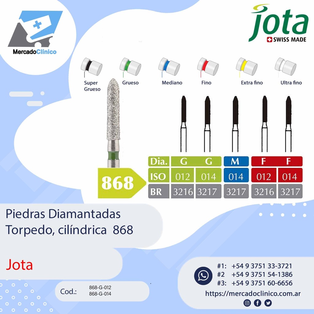 Piedras diamantadas- Torpedocilíndrica  -  868 - x unidad - Jota