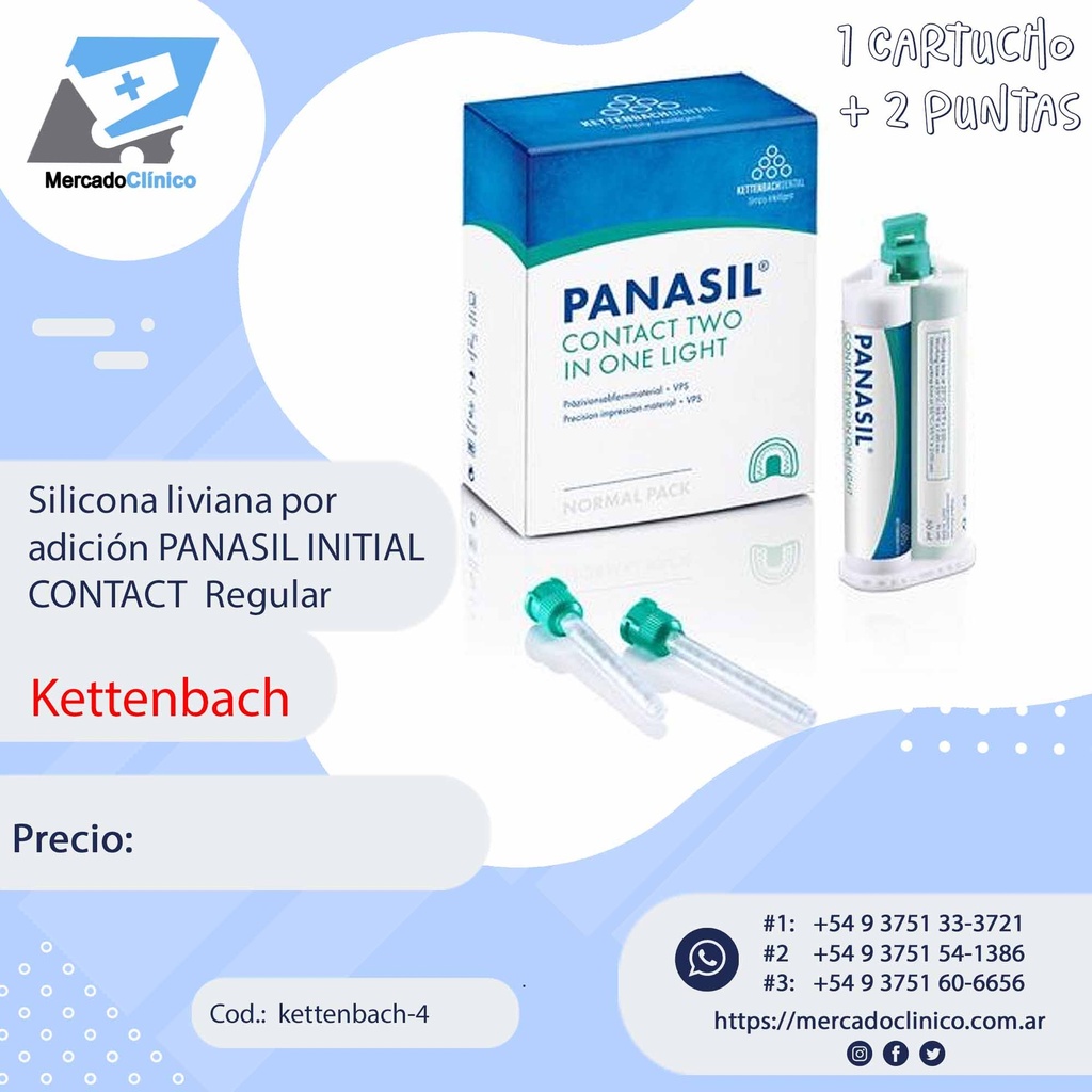 Silicona liviana por adición PANASIL INITIAL CONTACT Regular - Kettenbach