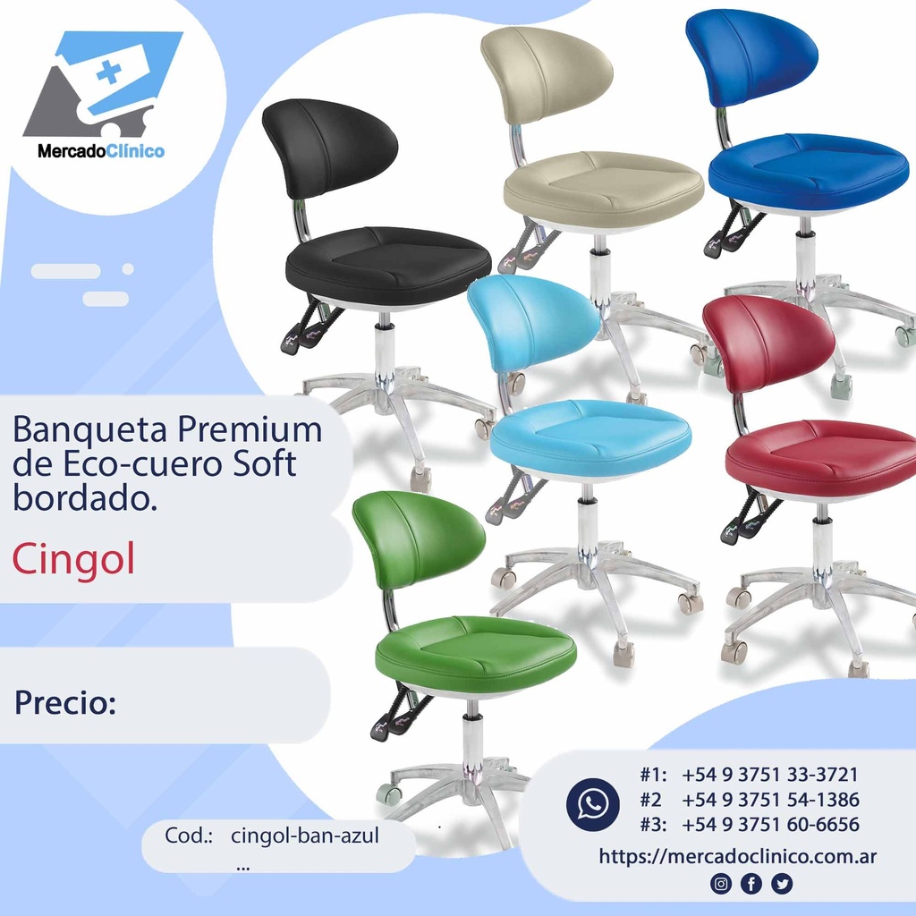 Banqueta Premium de Eco-cuero Soft bordado - CINGOL