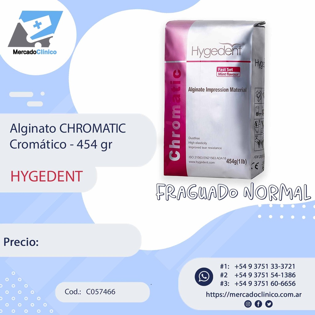 Alginato HYGEMAX, más de 100hs de estabilidad, x 454g - HYGEDENT