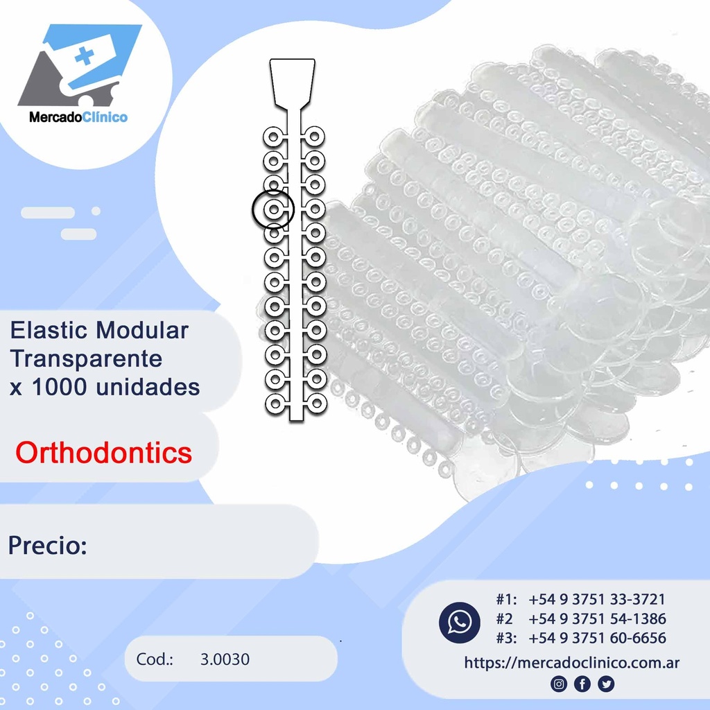 Elastic Modular Gomitas - Transparente (1000 unidades) - Orthodontics