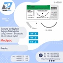 Sutura de Nylon - Aguja Triangular - X UNIDAD - 45 cm de hilo - Medipac