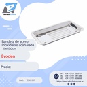 Bandeja de acero inoxidable, acanalada - 20x10x2cm - EVODEN
