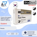 Conos de endodoncia de papel, milimetrados, absorbentes x 200 un - Diadent