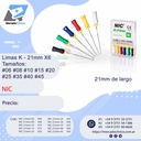 Limas K - 21mm X6 - Tamaños: #06 #08 #10 #15 #20 #25 #35 #40 #45- NIC