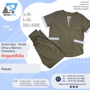 Ambo Mai - Pantalón y chaquetilla - Verde Oliva y Blanco - Femenino - Angustifolia