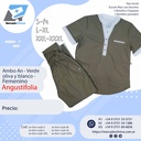 Ambo An - Pantalón y chaquetilla -Verde Oliva y Blanco - Femenino - Angustifolia