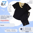 Ambo Ter - Pantalón y chaquetilla - Negro con detalle Amarillo - Femenino - Angustifolia