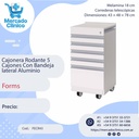 Cajonera Rodante 5  Cajones Con Bandeja  lateral Aluminio - Forms