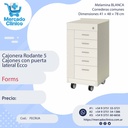 Cajonera Rodante 5  Cajones con puerta  lateral Ecco - Forms