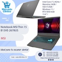 Notebook Gamer MSI Thin 15 B13VE-1451US 15.6" Intel Core i5-13420H RTX 4050 6 GB - Negro  - MSI