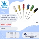 Limas K X6 Unidades iguales - 1ra serie - Dif tamaños - 21 mm - Henry Schein
