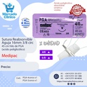 Sutura Reabsorvible Aguja 16mm 3/8 circ 45 cm hilo de PGA  (acido poliglicólico) - x UNIDAD - Medipac