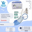 Guantes de latex  estériles p/ cirugía anatómicos - Euromix
