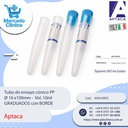 Tubo de ensayo cónico PP  Ø 16 x100mm -  Vol. 10ml  GRADUADOS con BORDE - Aptaca