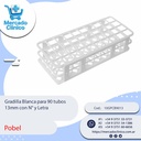 Gradilla Blanca para 90 tubos 13mm con N° y Letra - Aptaca