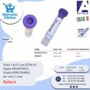 Tubo 13x75 con EDTA K3  Tapón PEDIATRICO  Vioeta PERFORABLE de 1ml y 1,5ml  - Aptaca