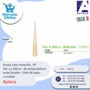 Punta color Amarilla , PP Vol. 2 y 200 µl - de polipropileno autoclavable - libre de latex - x unidad - Aptaca