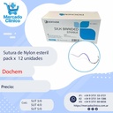 Sutura de Nylon esteril pack x  12 unidades - Dochem