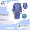 Camisolín azul - 45g con puño de algodón descartable MED x 5u