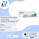 Anestesia Indican tópica en gel, Lidocaína Clorhidrato 5%, 20g. SIDUS