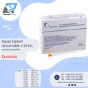 Aguja Espinal descartable x 50 Un - varios tamaños - Euromix