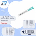 Aguja Hipodermica descartable x 100 - Dif. Tamaños - EUROMIX