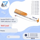 Sonda FOLEY 2 vias  100% silicona x 10 un - WELL LEAD