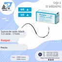 Suturas de seda - Black 1/2 circle 17mm - x 12 unidades - Keeper